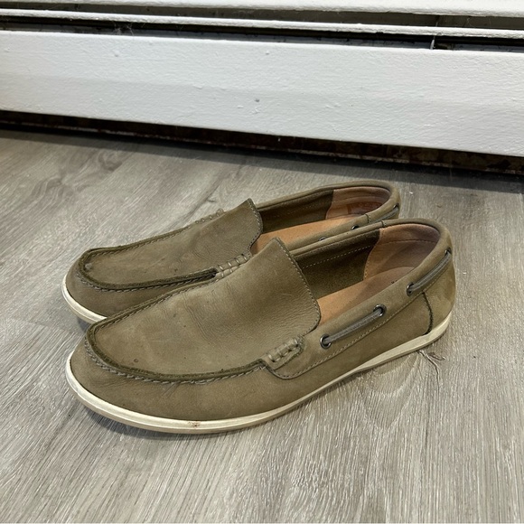 Clarks Men's Morven Sun Nubuck Slip-On Tan Ivory Beige Suede Loafers Size 8.5 - Picture 1 of 6